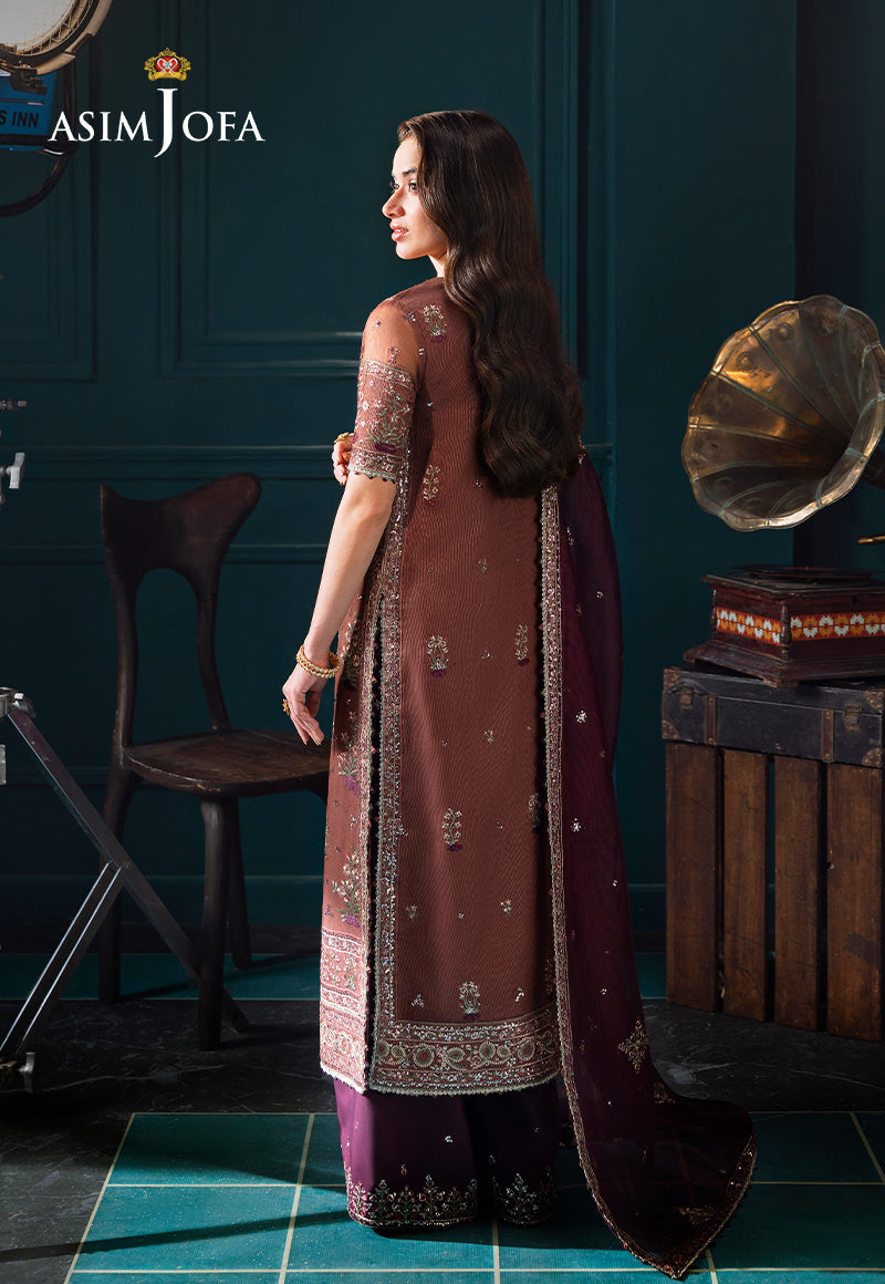 AJLFC-08 EMBROIDERED JAVERIA NET UNSTITCHED 3 PCS