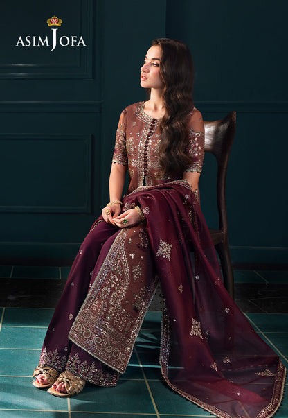 AJLFC-08 EMBROIDERED JAVERIA NET UNSTITCHED 3 PCS