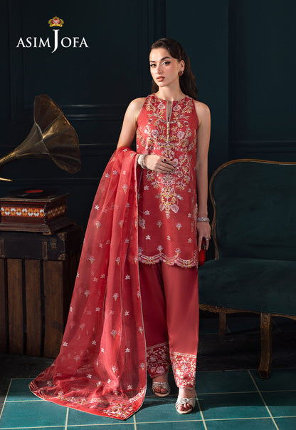 AJLFC-06 EMBROIDERED ORGANZA UNSTITCHED 3 PCS