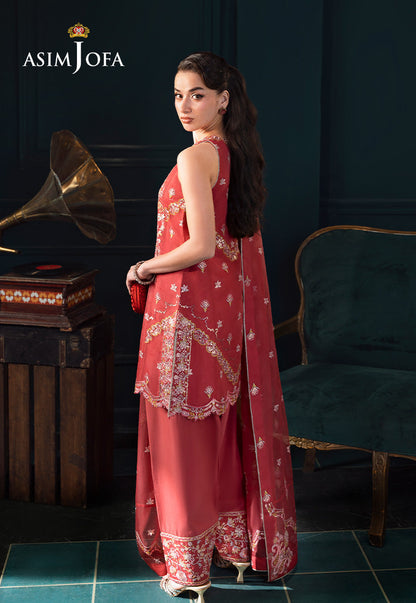 AJLFC-06 EMBROIDERED ORGANZA UNSTITCHED 3 PCS