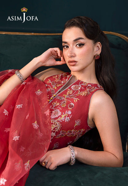 AJLFC-06 EMBROIDERED ORGANZA UNSTITCHED 3 PCS