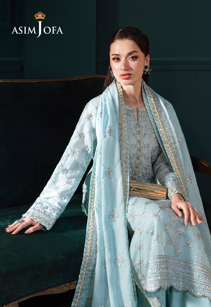 AJLFC-01 EMBROIDERED PAPER COTTON UNSTITCHED 3 PCS
