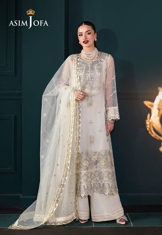 AJLFC-03 EMBROIDERED ORGANZA UNSTITCHED 3 PCS