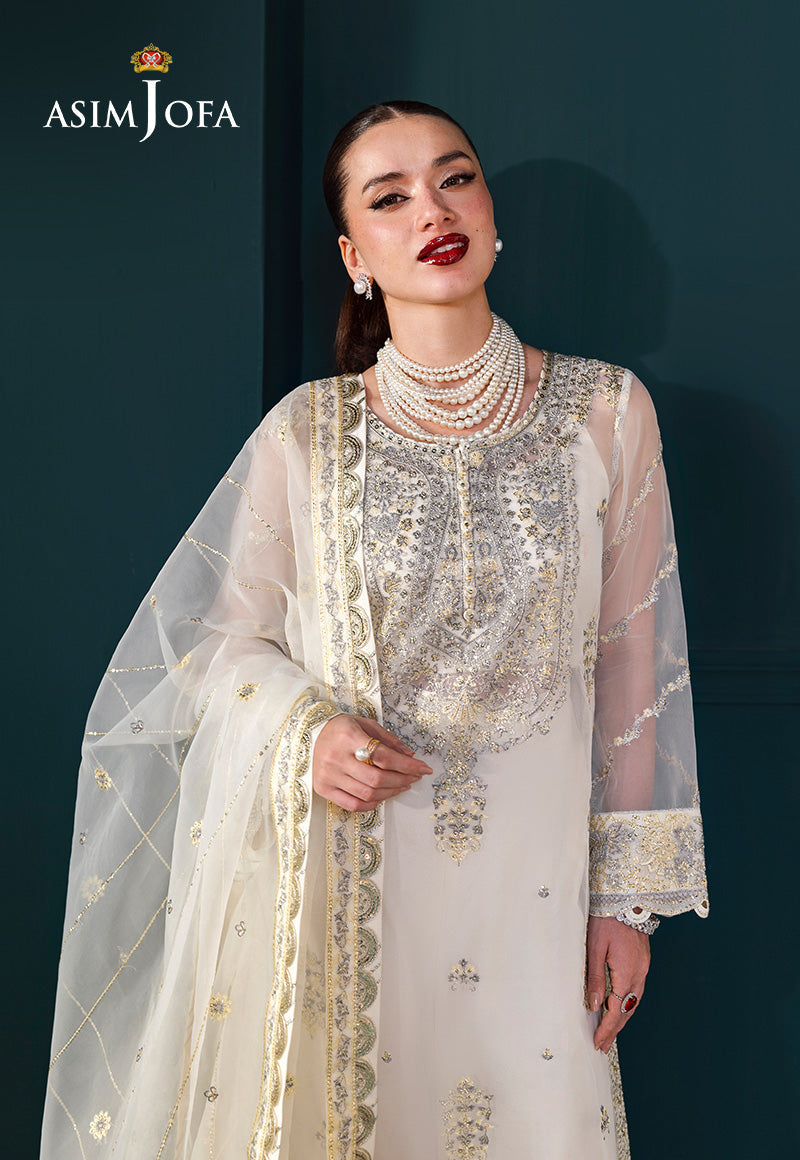 AJLFC-03 EMBROIDERED ORGANZA UNSTITCHED 3 PCS