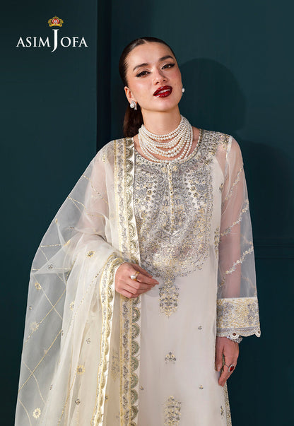 AJLFC-03 EMBROIDERED ORGANZA UNSTITCHED 3 PCS