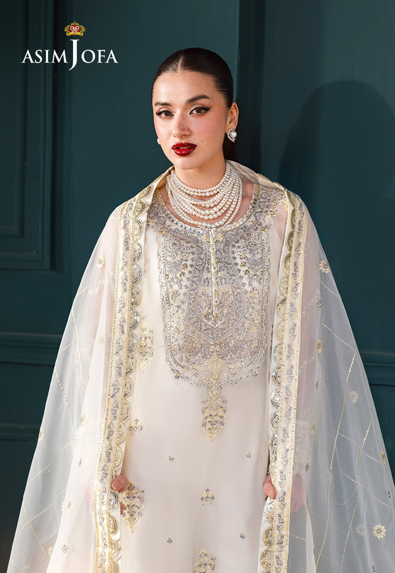 AJLFC-03 EMBROIDERED ORGANZA UNSTITCHED 3 PCS