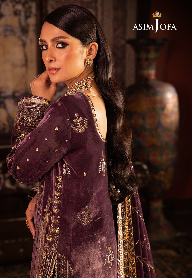 AJMMP-06 EMBROIDERED VELVET 3 PCS STITCHED