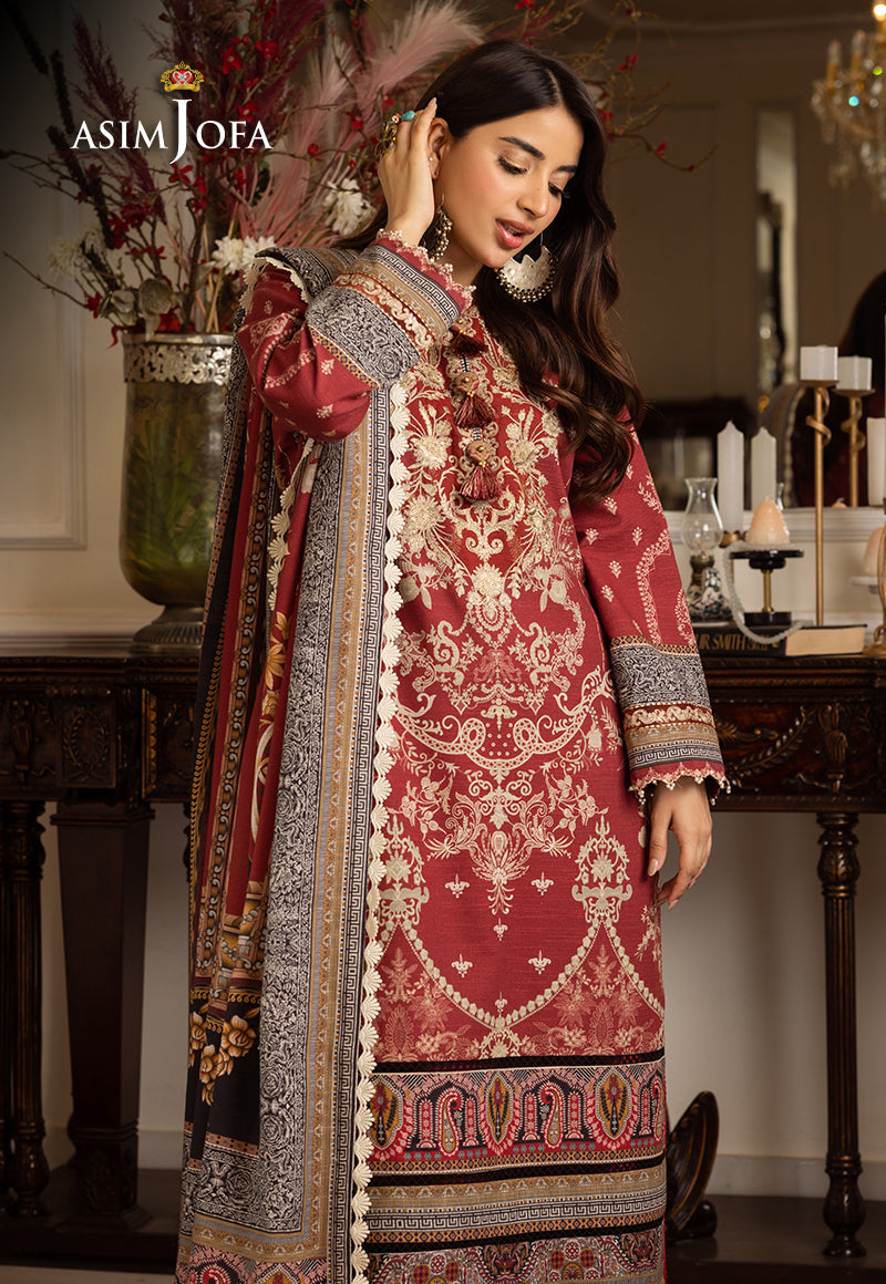 AJIWP-02 EMBROIDERED KHADDAR STITCHED 3 PCS