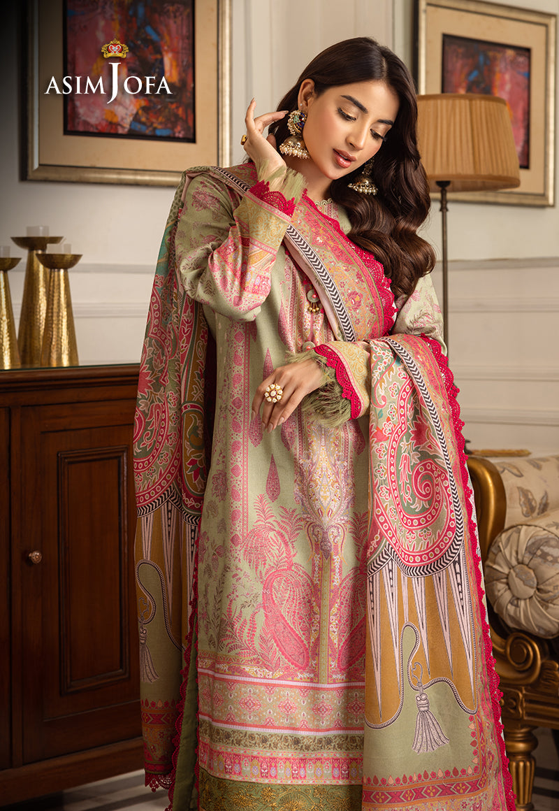 AJIWP-08 EMBROIDERED KARANDI STITCHED 3 PCS
