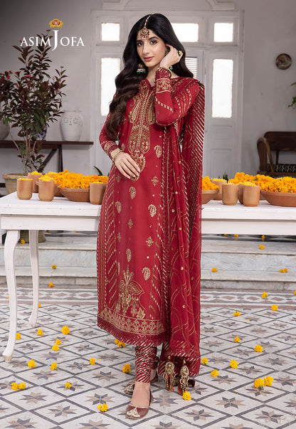 AJABP-24 EMBROIDERED LAWN SILK 3 PCS STITCHED