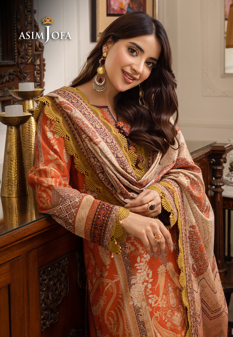 AJIWP-12 EMBROIDERED KHADDAR STITCHED 3 PCS