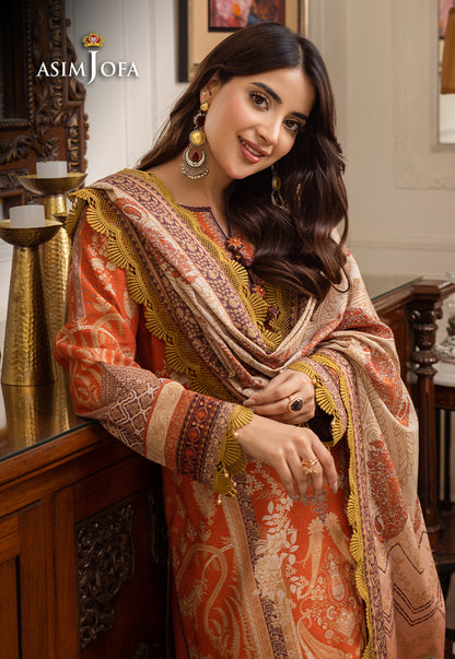 AJIWP-12 EMBROIDERED KHADDAR STITCHED 3 PCS