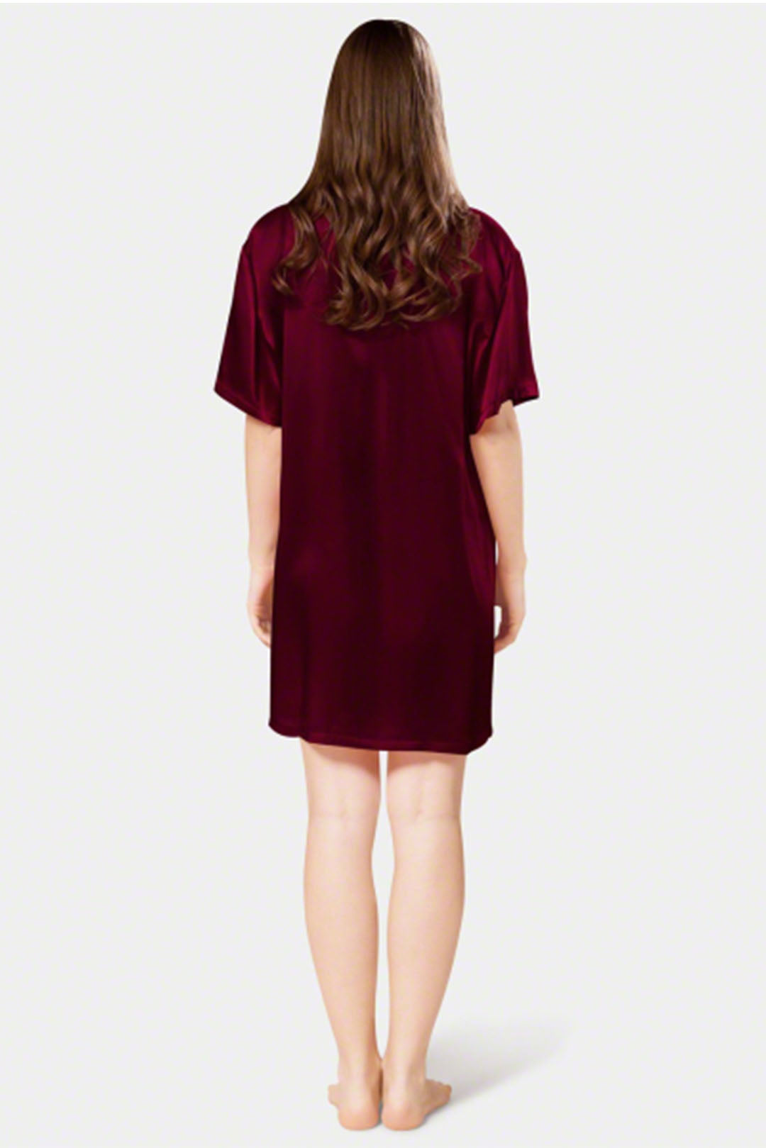 Women Short-Sleeve Silk Night Shirt-VL-NS01-WNE