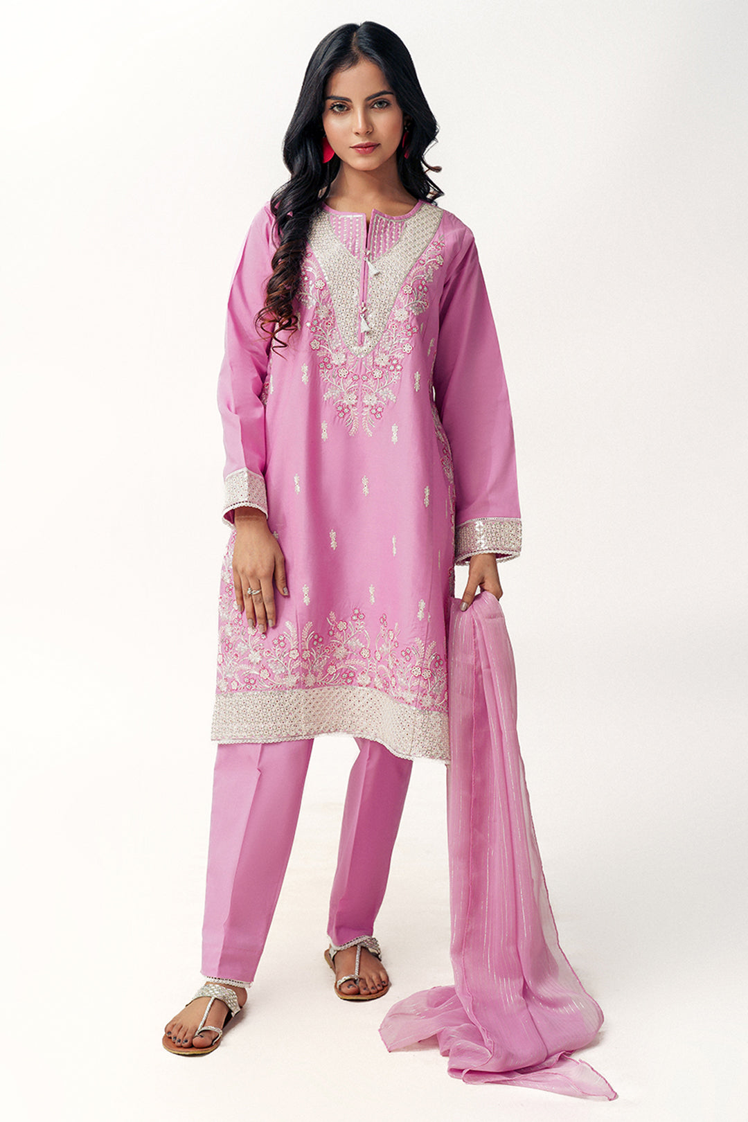 Cotton Lawn Fabric  3 Piece Suit /Lilac SKU:  T-SFC-001