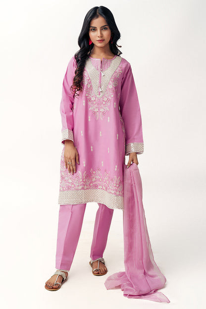 Cotton Lawn Fabric  3 Piece Suit /Lilac SKU:  T-SFC-001
