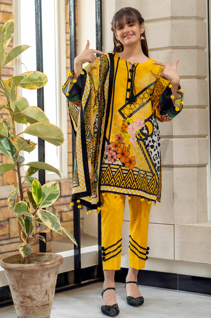 Girls Digital Printed Khaddar 3 Piece SKU: KHW-0006