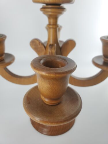 Vintage Charles Lesters MCM Wooden Candelabra: 5 Candle Holder