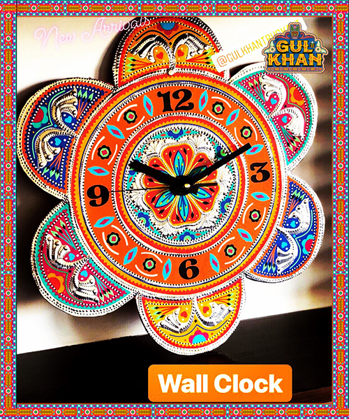 Orange & Red Semi Circle Truck Art Clock