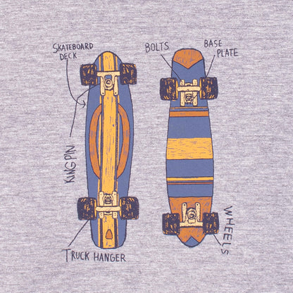 Baby Boy Grey  Skateboard Print T-Shirt