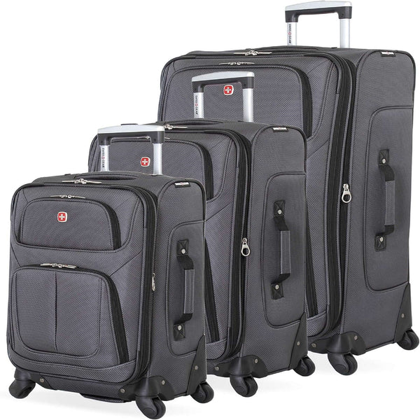 Bag X Swissgear Sion Softside Expandable Luggage, Dark Grey, 3-Piece Set (21/25/29)