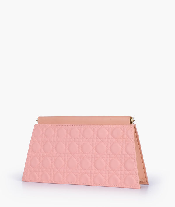 RTW Creation - Peach quilted evening clutch with snap closure
