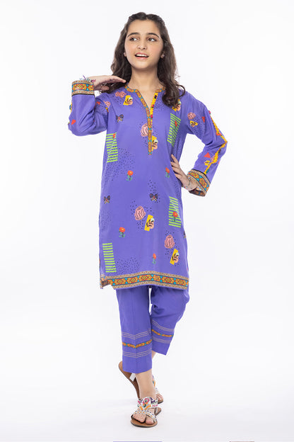 2Pcs Printed Lawn Suit Blue SKU: MAC-022