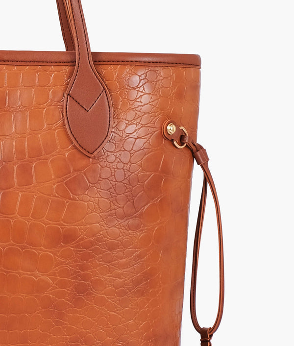 RTW Creation - Brown crocodile neverfull tote bag