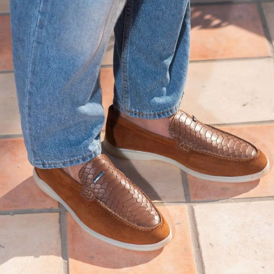 Men’s Turkish-Designer Crocodile Style Suede Leather Shoes