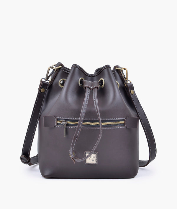 RTW Creation - Dark brown bucket bag with zipper pocket