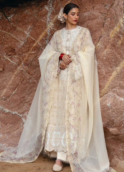 Mohsin Naveed Ranjha Embroidered Lawn Suits Unstitched 3 Piece MNR24DS MFL-012 Nara - Summer Collection
