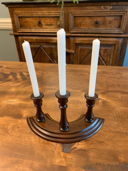 Vintage Wooden Candelabra for 1/2 Inch Diameter Taper Candles