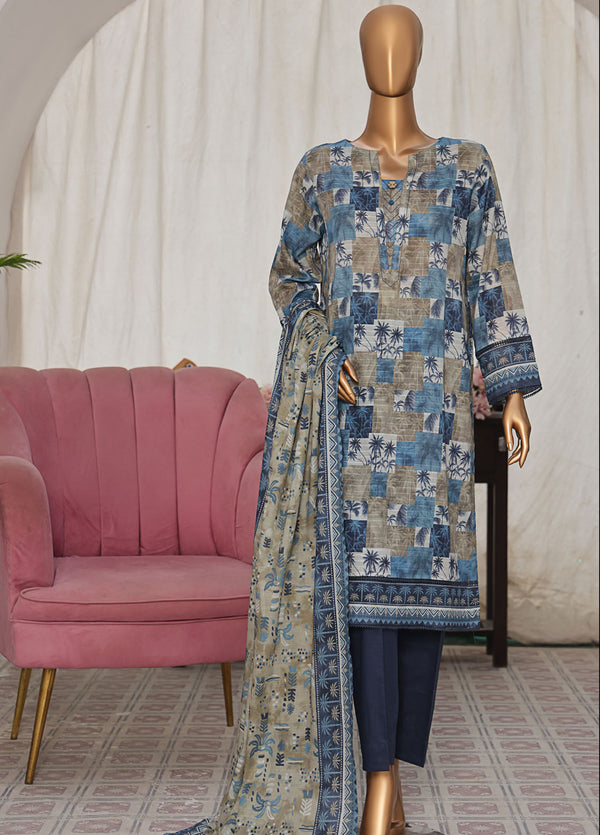 Vital Prints By HZ Textiles Slub Lawn 3 Piece Unstitched Suit HZ25VPSLD VP-05