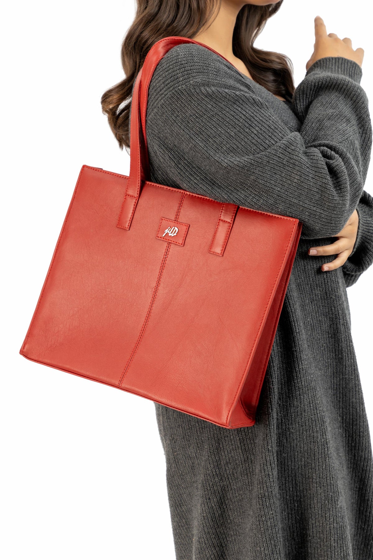 Everyday Women's Leather Zipper Tote Bag-Candy Red