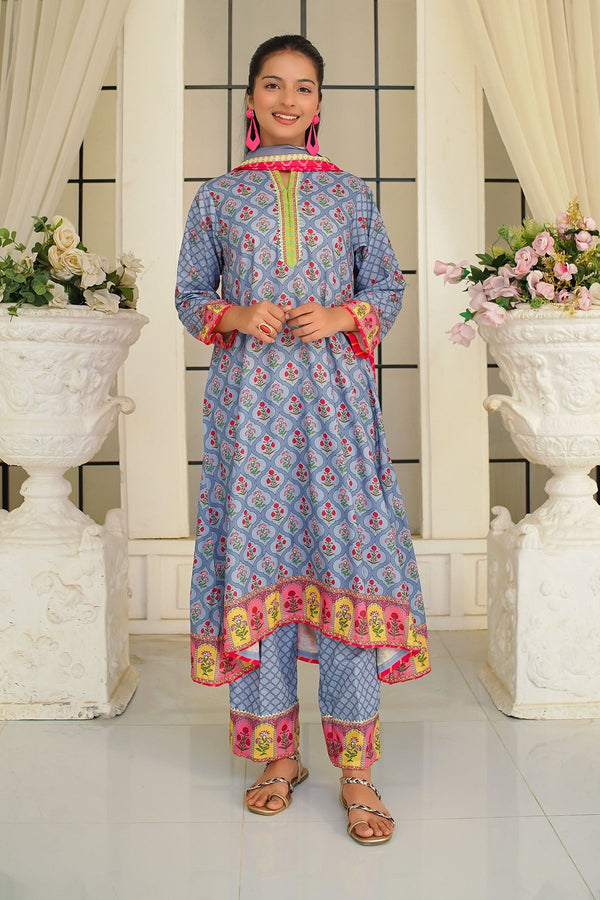Ochre Clothing Girls Full Suits Swiss Lawn Digital Printed 3 Pc Suit