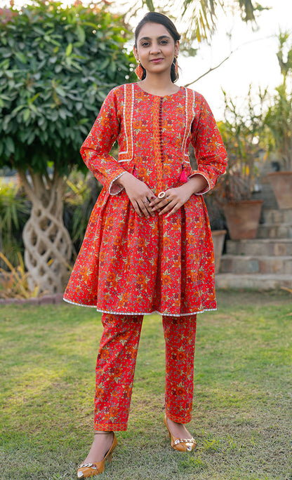 T-ALP-RTW-036, TABLE PRINT FROCK AND STRAIGHT TROUSER