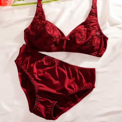 MARVEL Rosette, Soft Lace Cup Unpadded Polyester Jersey Bra, MAROON