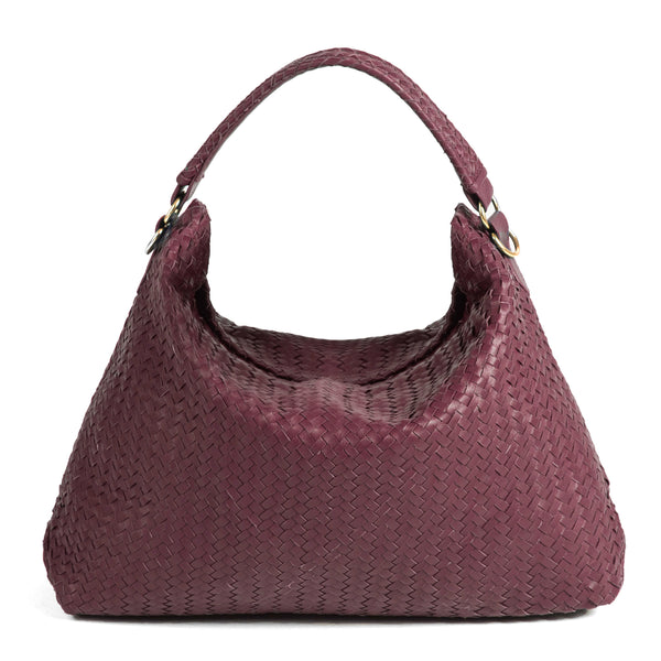 Handmade Woven Original Leather Bag-Burgundy