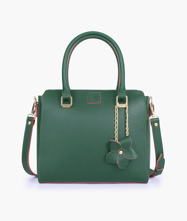 RTW Creation - Army green handbag with flower charm