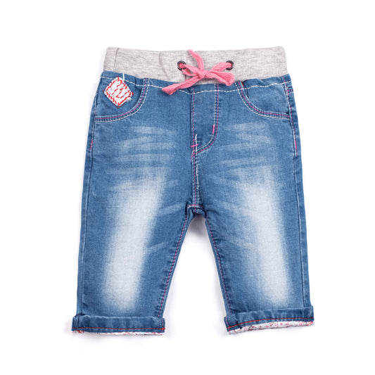 Baby Girl Blue Pink Lace Fancy Denim Short