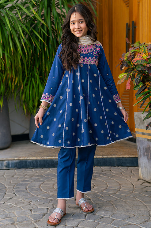 K-SFC-003,  Embroidered Shirt With Panel Table Print Dress