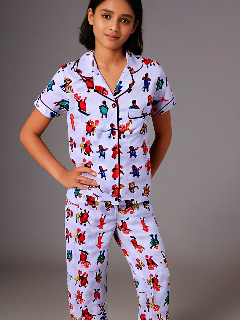 KIDS KLUB SLEEPWEAR BREATHABLE AND LIGHT WEIGHT PAJAMA SET-cream