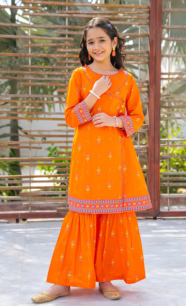 T-ALPRTW-062, Printed Angrakha With The Pair Of Motif Garara