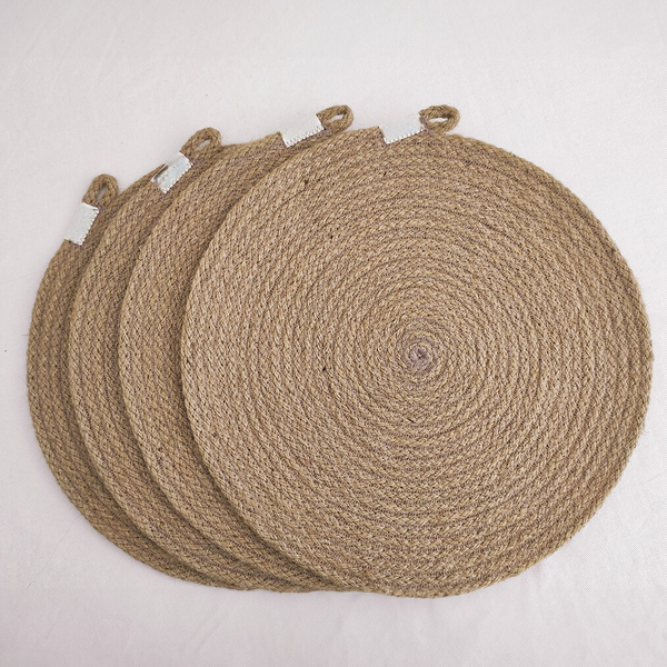 Jute Placemats – 14-Inch Round Mats - Set of 4