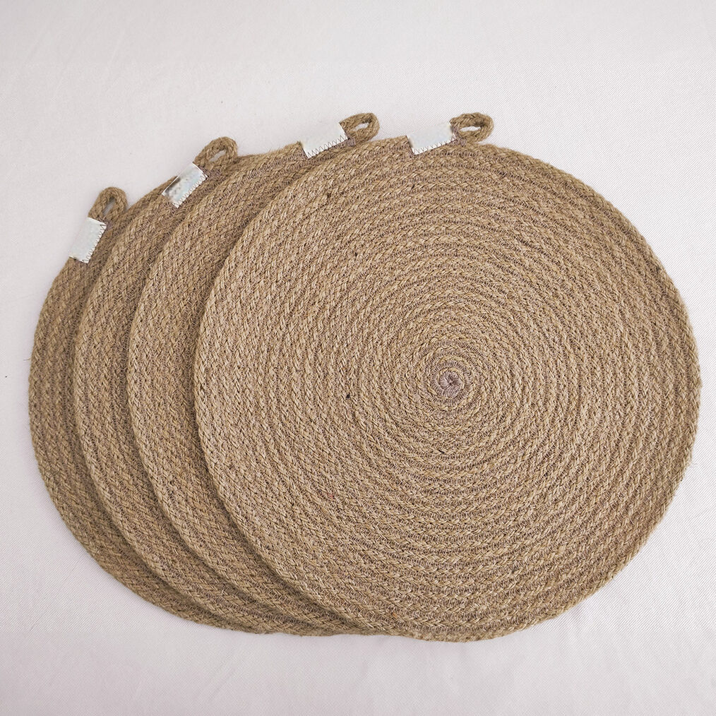 Jute Placemats – 14-Inch Round Mats - Set of 6