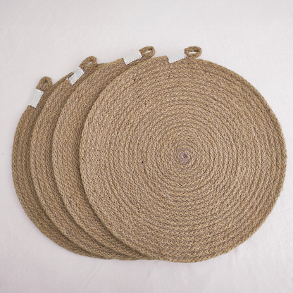 Jute Placemats – 14-Inch Round Mats - Set of 6