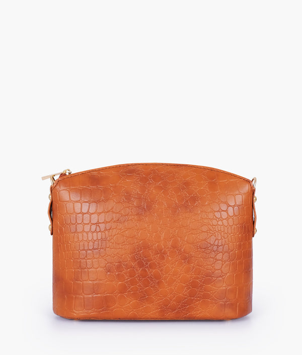 RTW Creation - Brown crocodile with chain strap cross-body bag