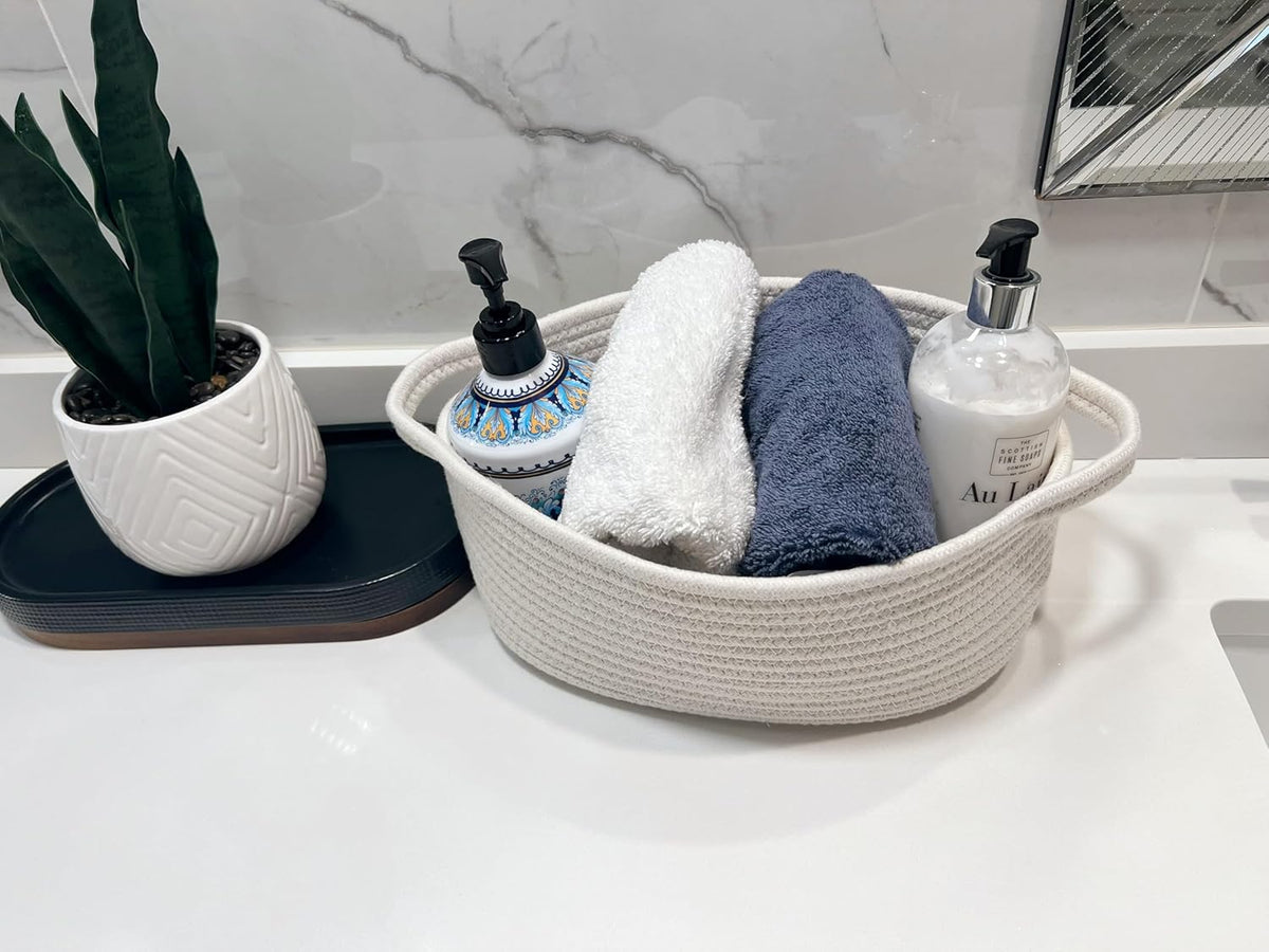 Multi-Purpose Cotton Rope Organizer Storage Basket (Small)