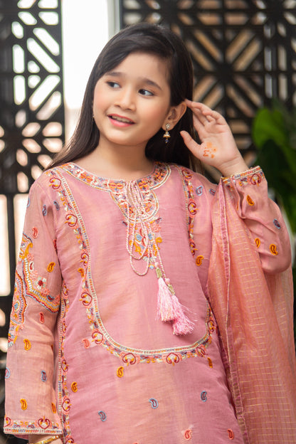 RTWFDS-002, 3pc Suit with Embroidery and Organza Dupatta