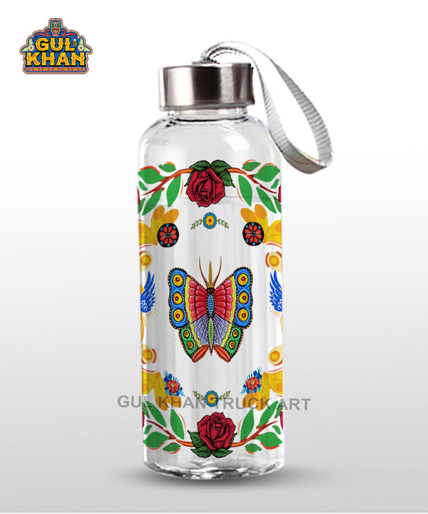 Printed Glass Bottle Butterfly Motif Design