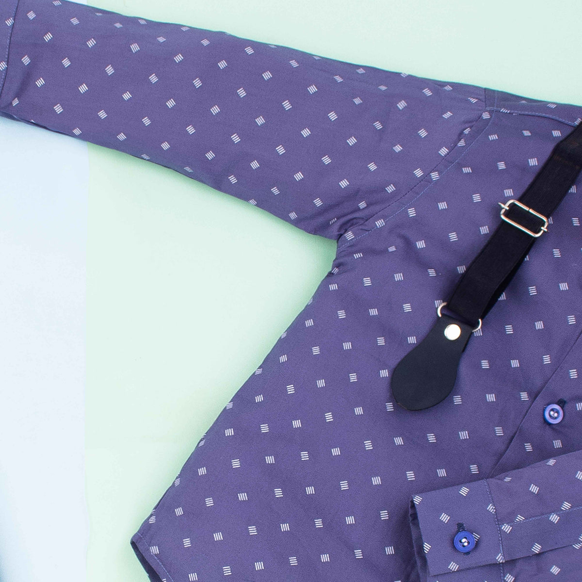 Baby boy 4 Piece Formal Set Blue Shirt Print